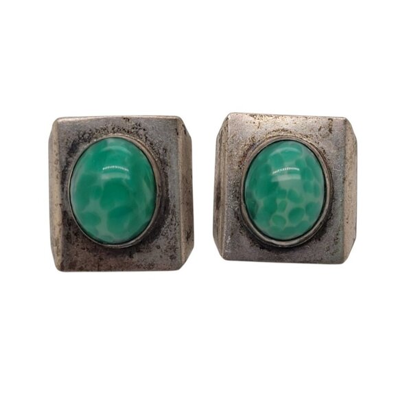 VTG Taxco Mexico Sterling Silver & Peking Glass Screw Back Artisan Earrings! 123 - Picture 1 of 8